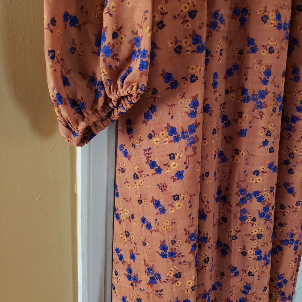 Draper James Brown and Blue Long Sleeve Sundress - Picture 6 of 11